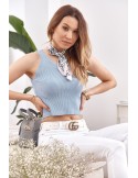 Knitted top with a V-neck, blue MP32853 - Online store - Boutique